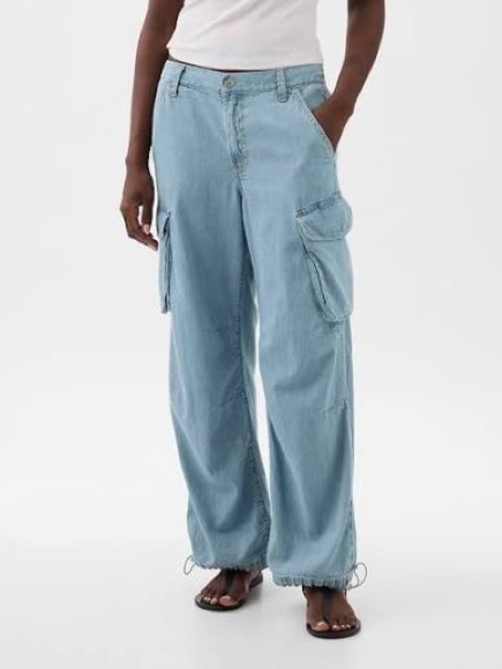 Gap Mid Rise Denim Cargo Pants